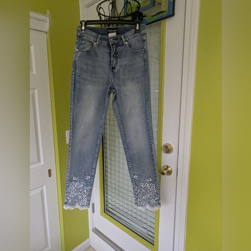 Frank Lyman Design Light Blue Jeans with Lace Detail